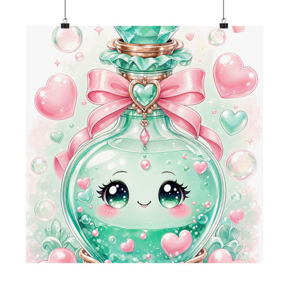 Cute Potion Bottle With Face - Kawaii Gaming Art Print (Matte Poster) - Moikas