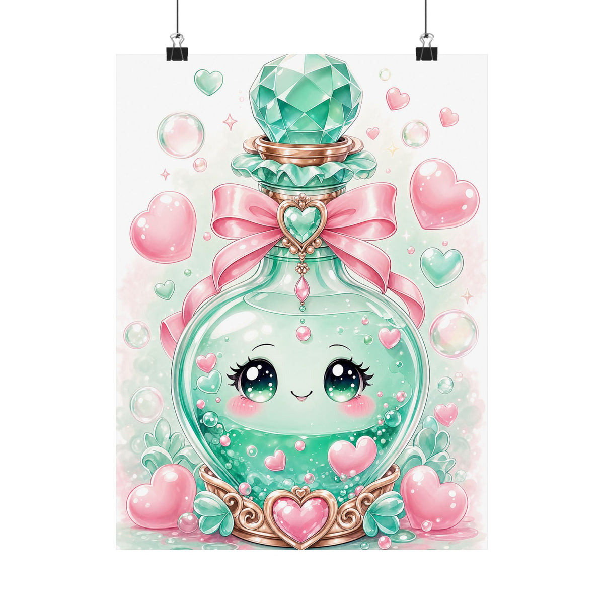 Cute Potion Bottle With Face - Kawaii Gaming Art Print (Matte Poster) - Moikas