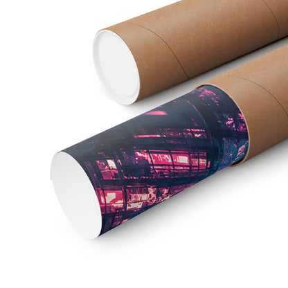 Cyberpunk City Street At Night - Anime Manga Art Print (Matte Poster) - Moikas