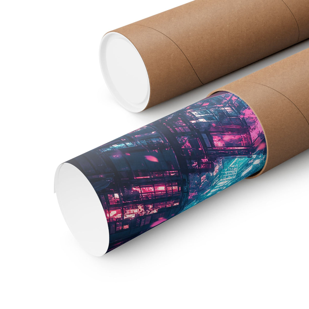 Cyberpunk City Street At Night - Anime Manga Art Print (Matte Poster) - Moikas