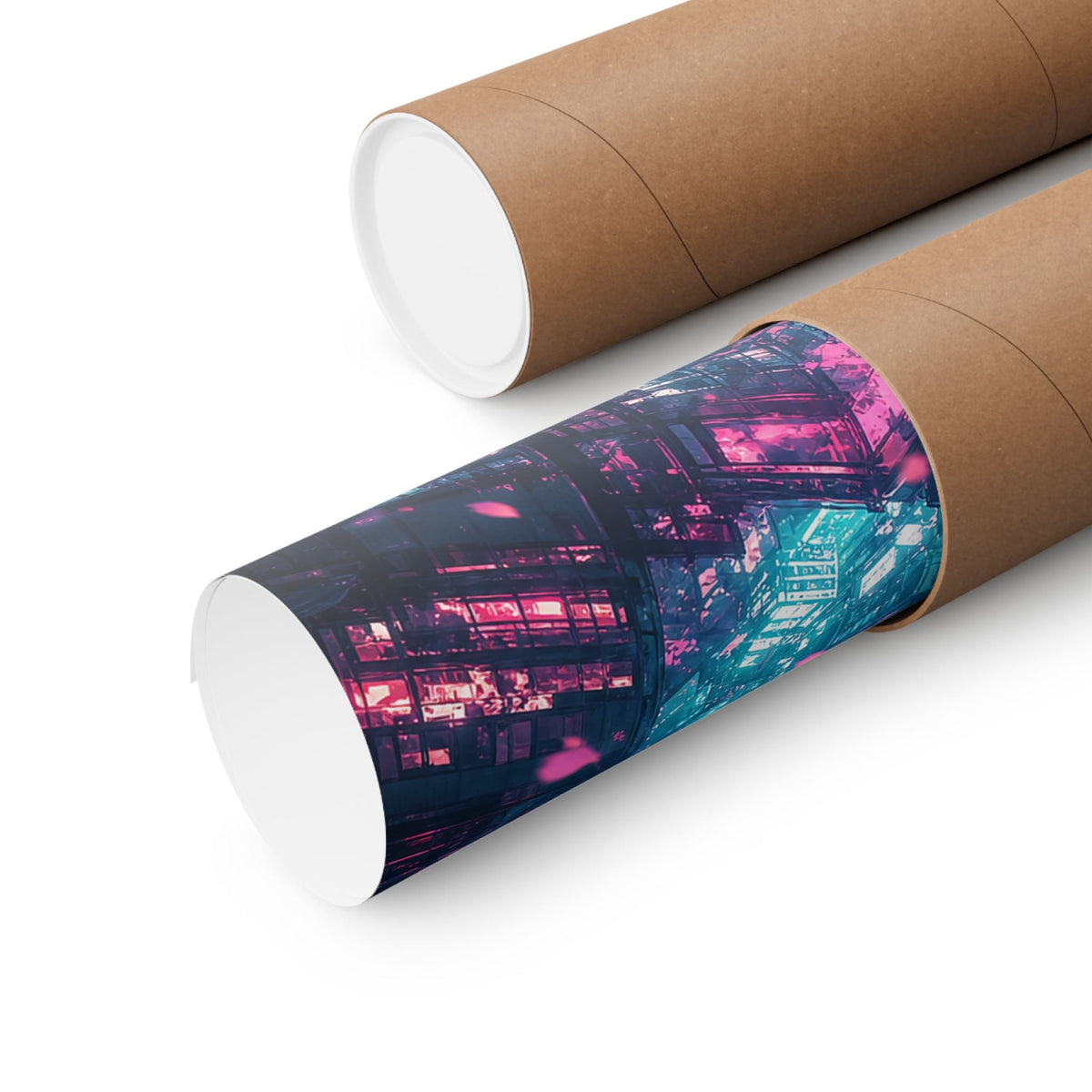 Cyberpunk City Street At Night - Anime Manga Art Print (Matte Poster) - Moikas
