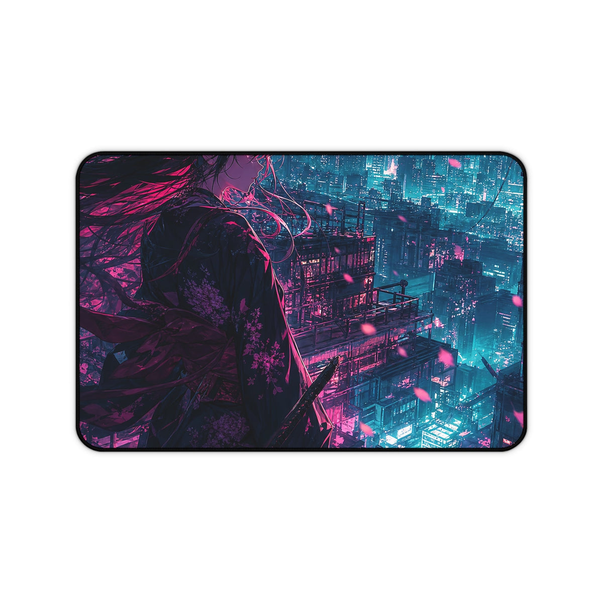 Cyberpunk City Street At Night - Anime Manga Gaming Desk Mat - Moikas