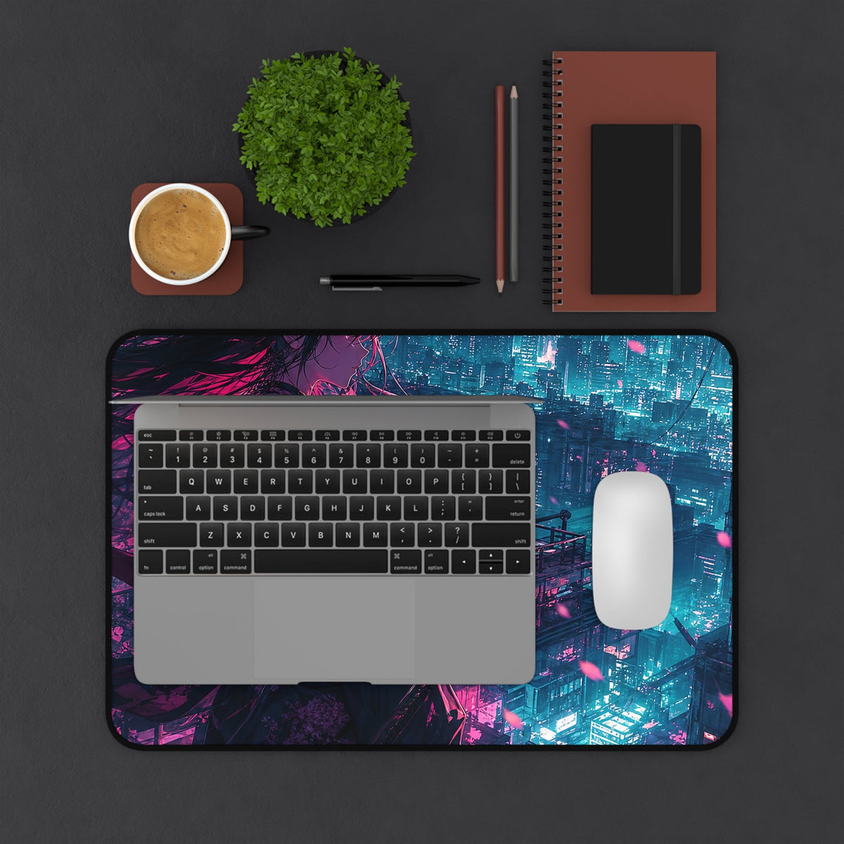 Cyberpunk City Street At Night - Anime Manga Gaming Desk Mat - Moikas