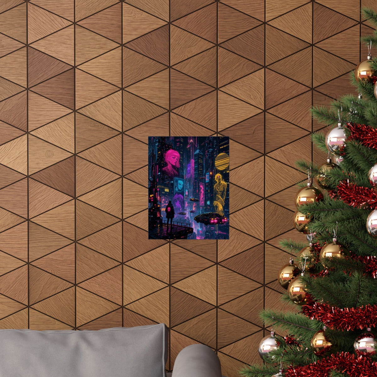 Cyberpunk City With Holographic Ads - Gaming Culture Art Print (Matte Poster) - Moikas