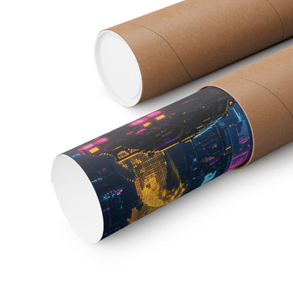 Cyberpunk City With Holographic Ads - Gaming Culture Art Print (Matte Poster) - Moikas
