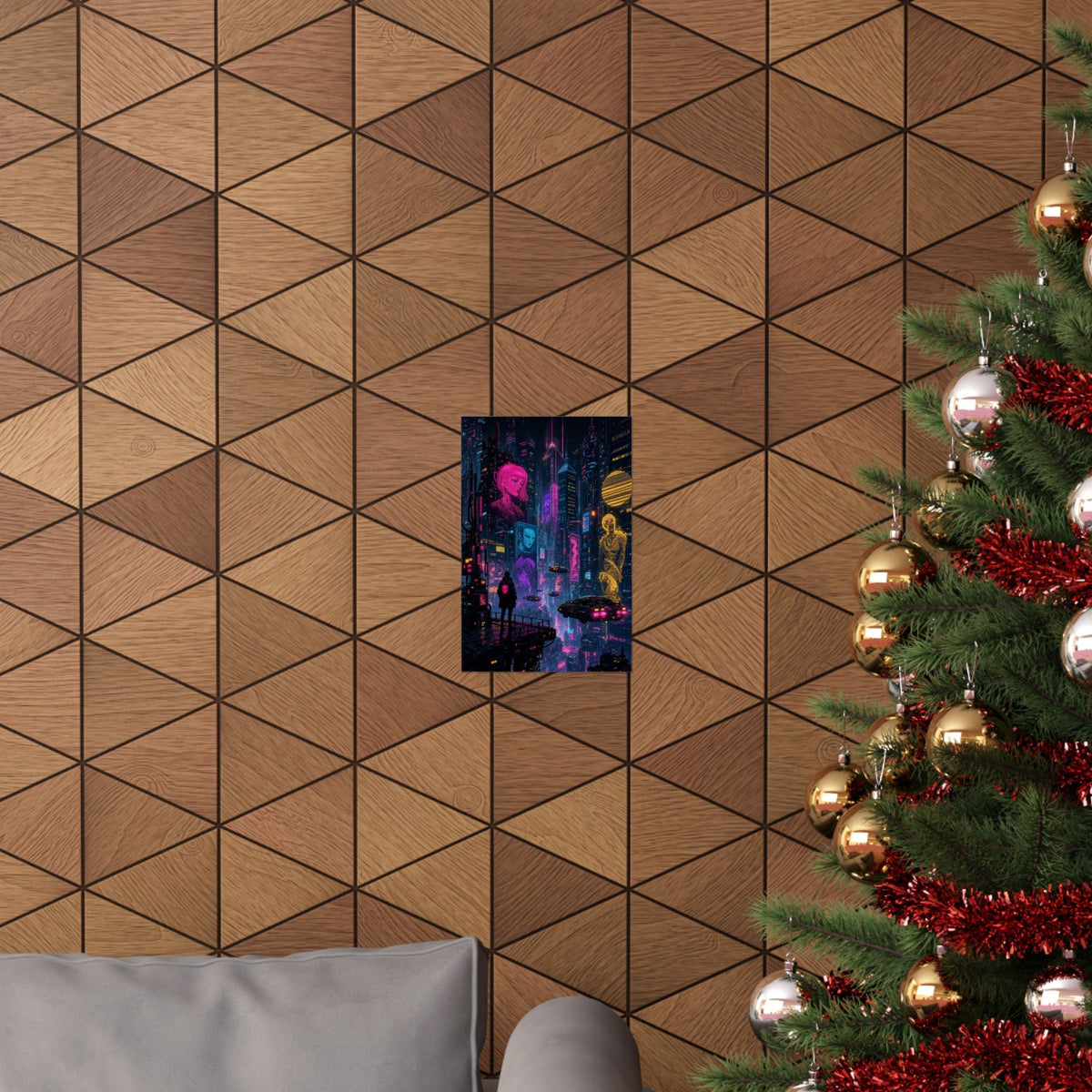 Cyberpunk City With Holographic Ads - Gaming Culture Art Print (Matte Poster) - Moikas
