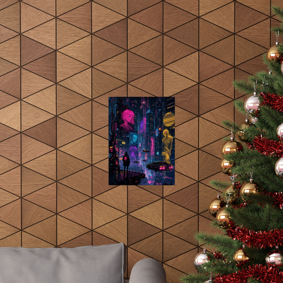 Cyberpunk City With Holographic Ads - Gaming Culture Art Print (Matte Poster) - Moikas