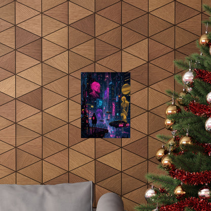 Cyberpunk City With Holographic Ads - Gaming Culture Art Print (Matte Poster) - Moikas