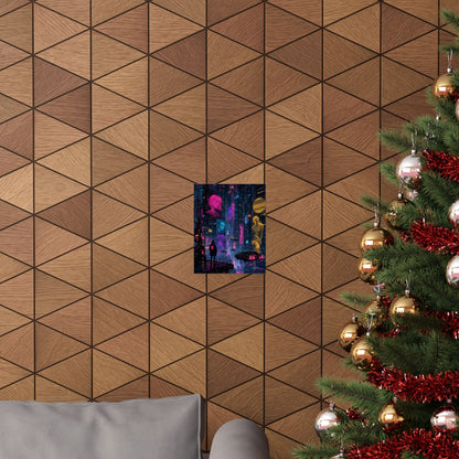 Cyberpunk City With Holographic Ads - Gaming Culture Art Print (Matte Poster) - Moikas
