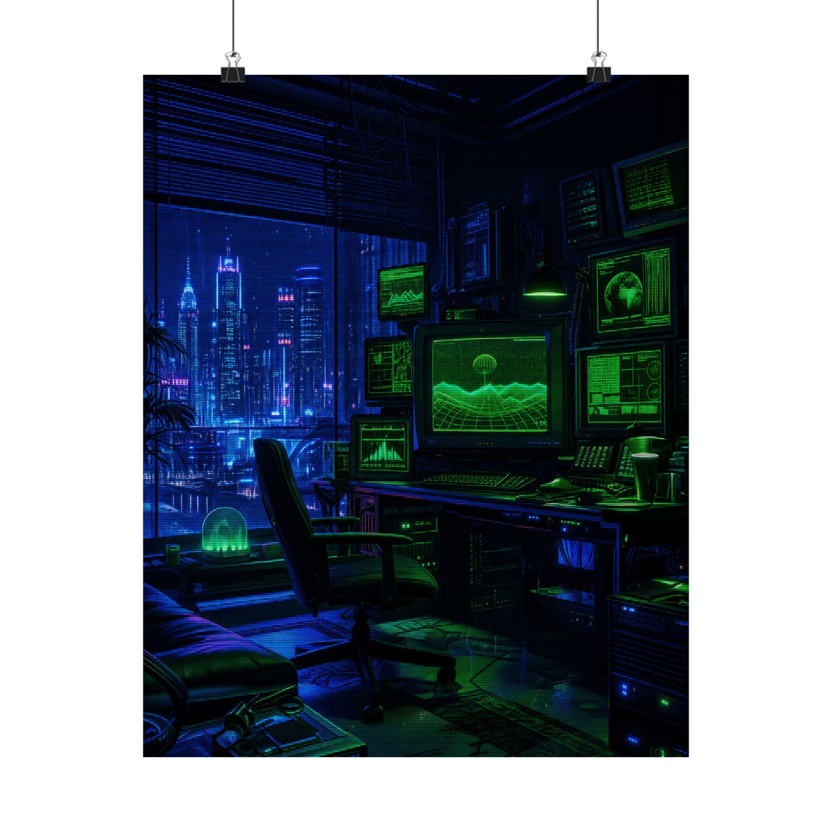 Cyberpunk Hacker Den - Gaming Culture Art Print (Matte Poster) - Moikas