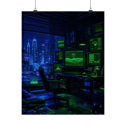 Cyberpunk Hacker Den - Gaming Culture Art Print (Matte Poster) - Moikas