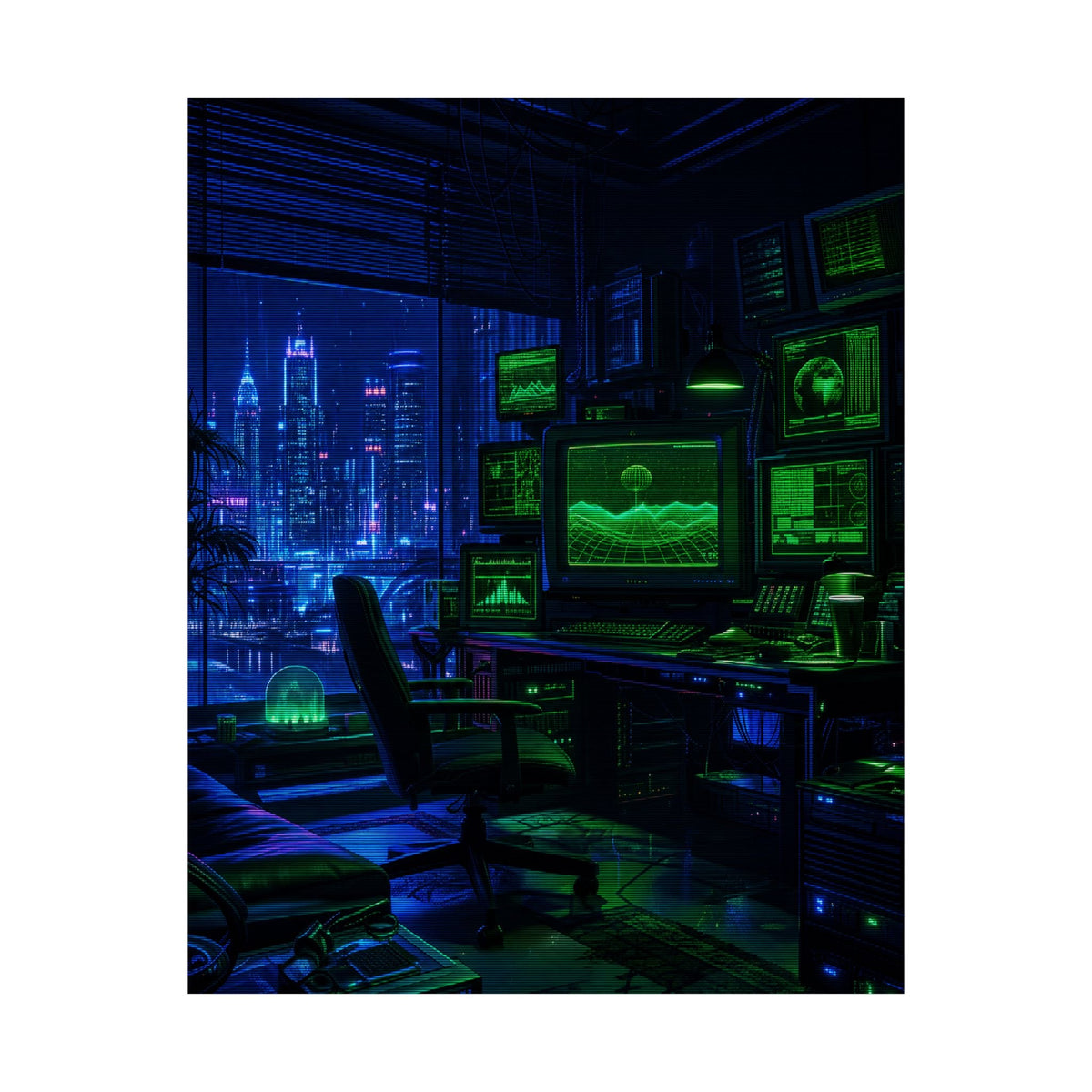 Cyberpunk Hacker Den - Gaming Culture Art Print (Matte Poster) - Moikas