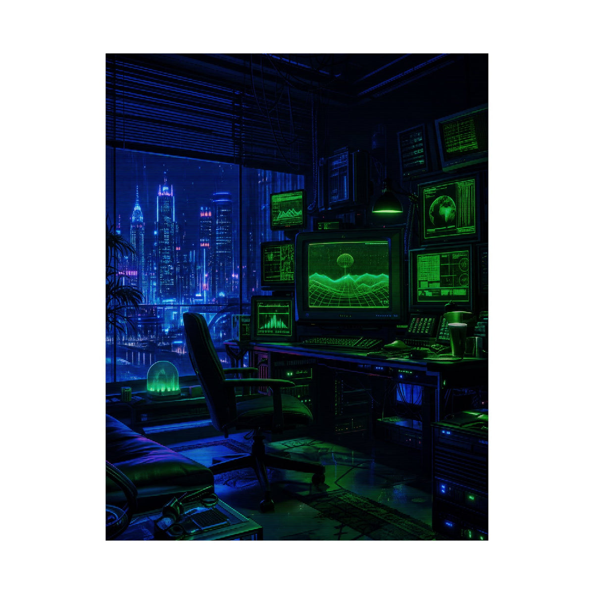 Cyberpunk Hacker Den - Gaming Culture Art Print (Matte Poster) - Moikas