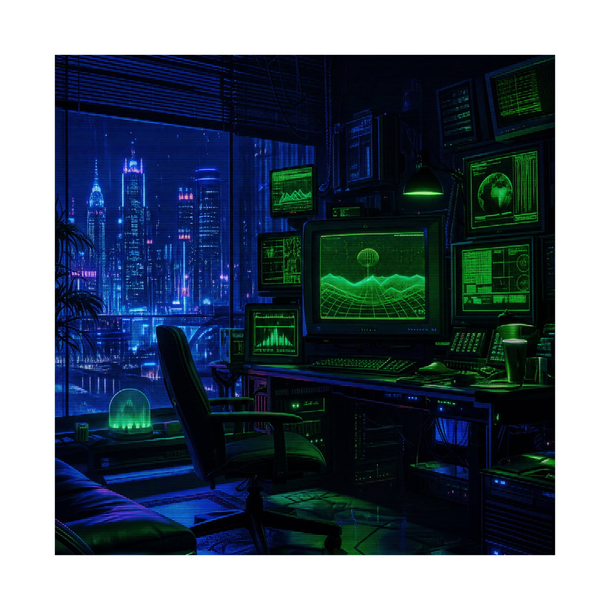 Cyberpunk Hacker Den - Gaming Culture Art Print (Matte Poster) - Moikas
