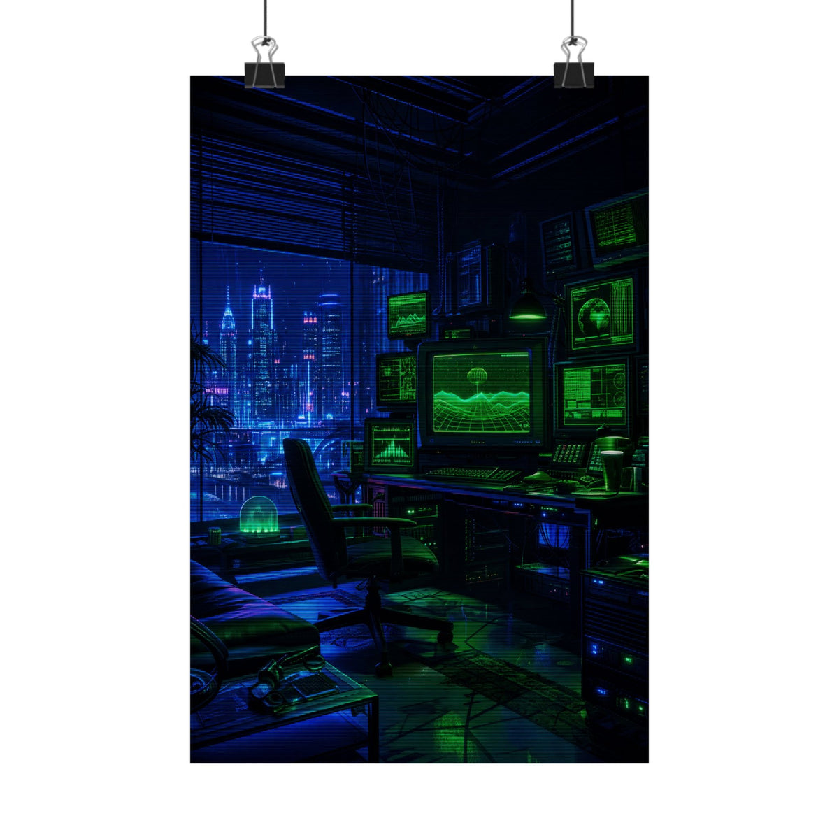 Cyberpunk Hacker Den - Gaming Culture Art Print (Matte Poster) - Moikas