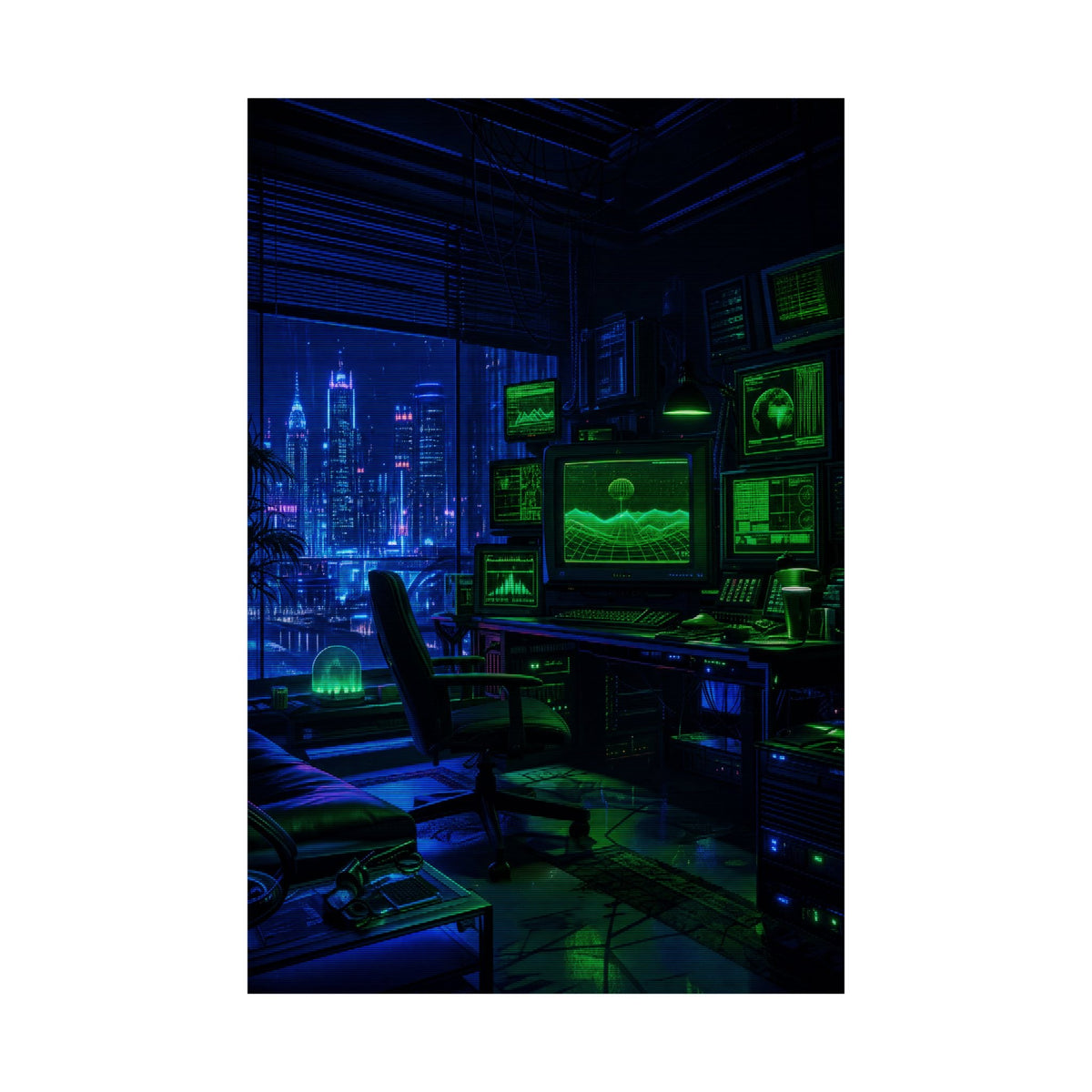 Cyberpunk Hacker Den - Gaming Culture Art Print (Matte Poster) - Moikas