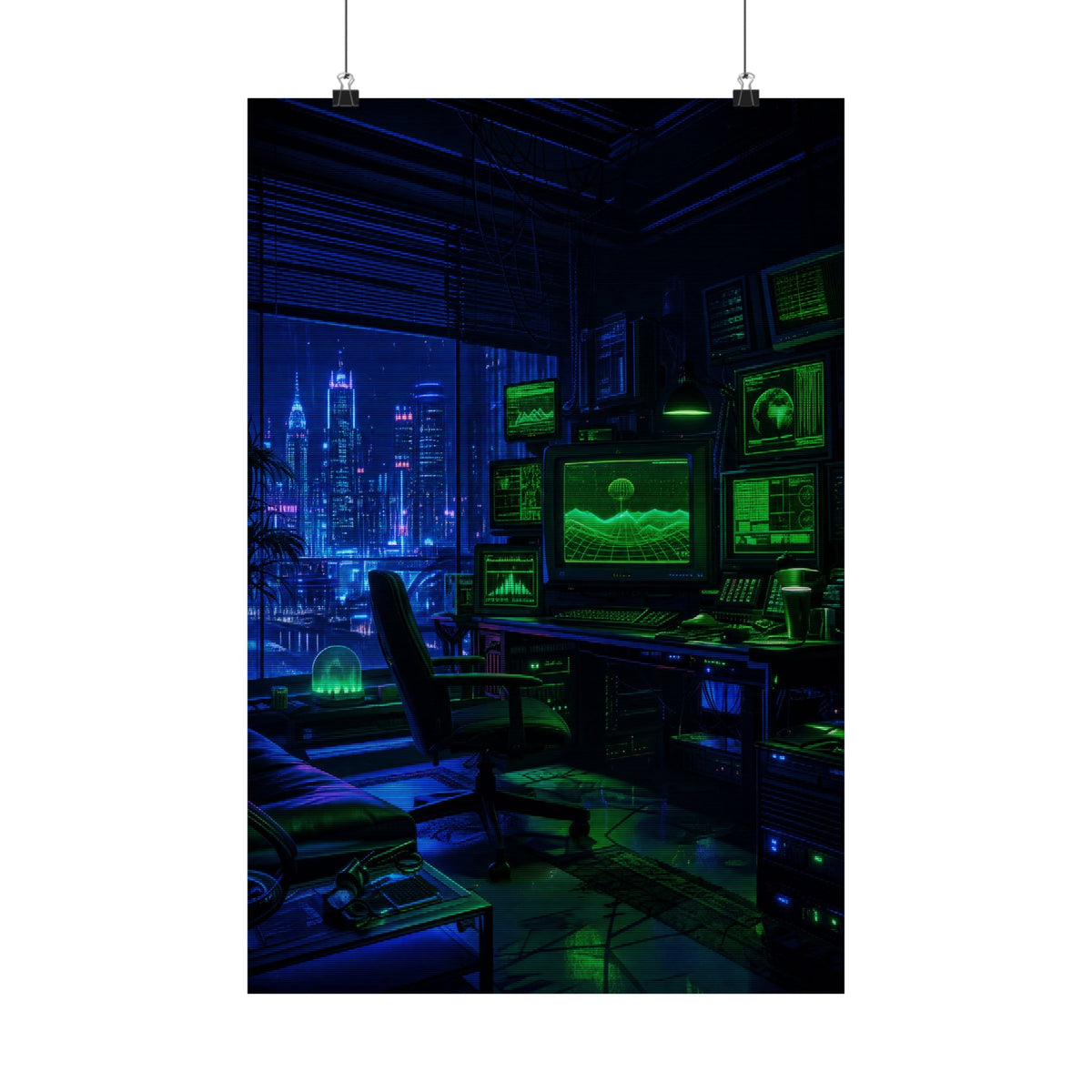 Cyberpunk Hacker Den - Gaming Culture Art Print (Matte Poster) - Moikas
