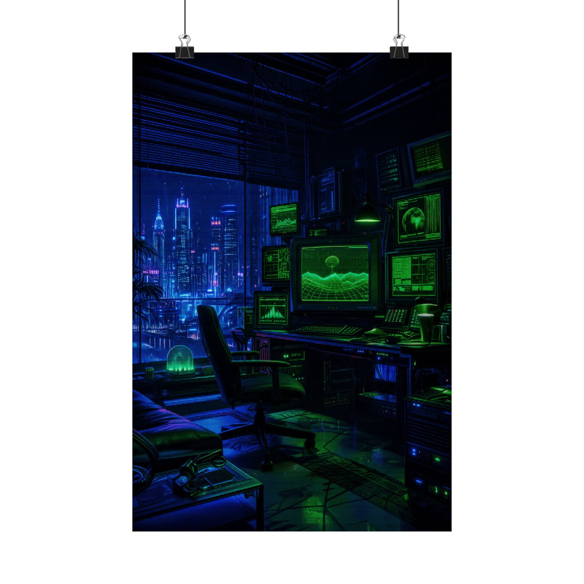 Cyberpunk Hacker Den - Gaming Culture Art Print (Matte Poster) - Moikas