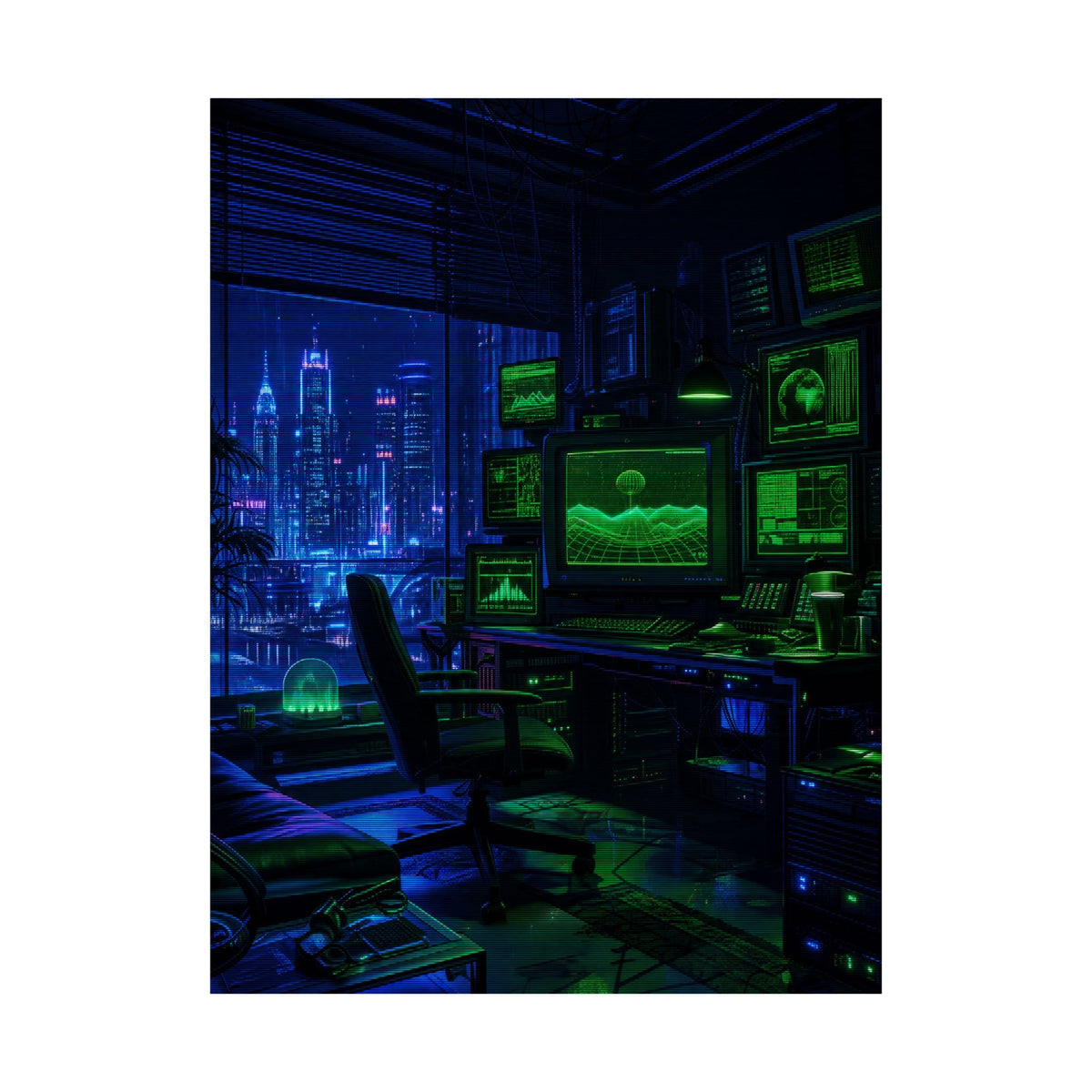 Cyberpunk Hacker Den - Gaming Culture Art Print (Matte Poster) - Moikas