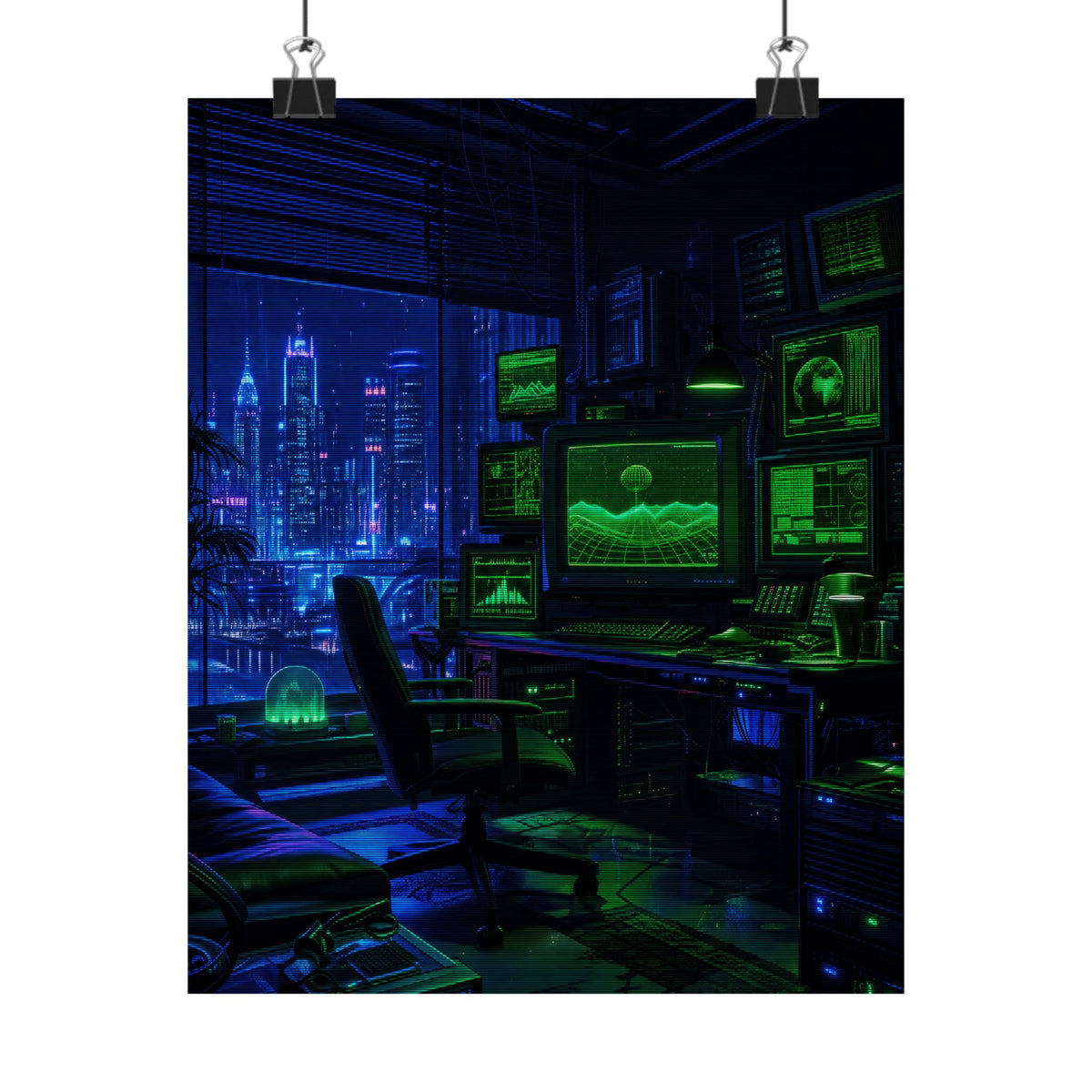 Cyberpunk Hacker Den - Gaming Culture Art Print (Matte Poster) - Moikas