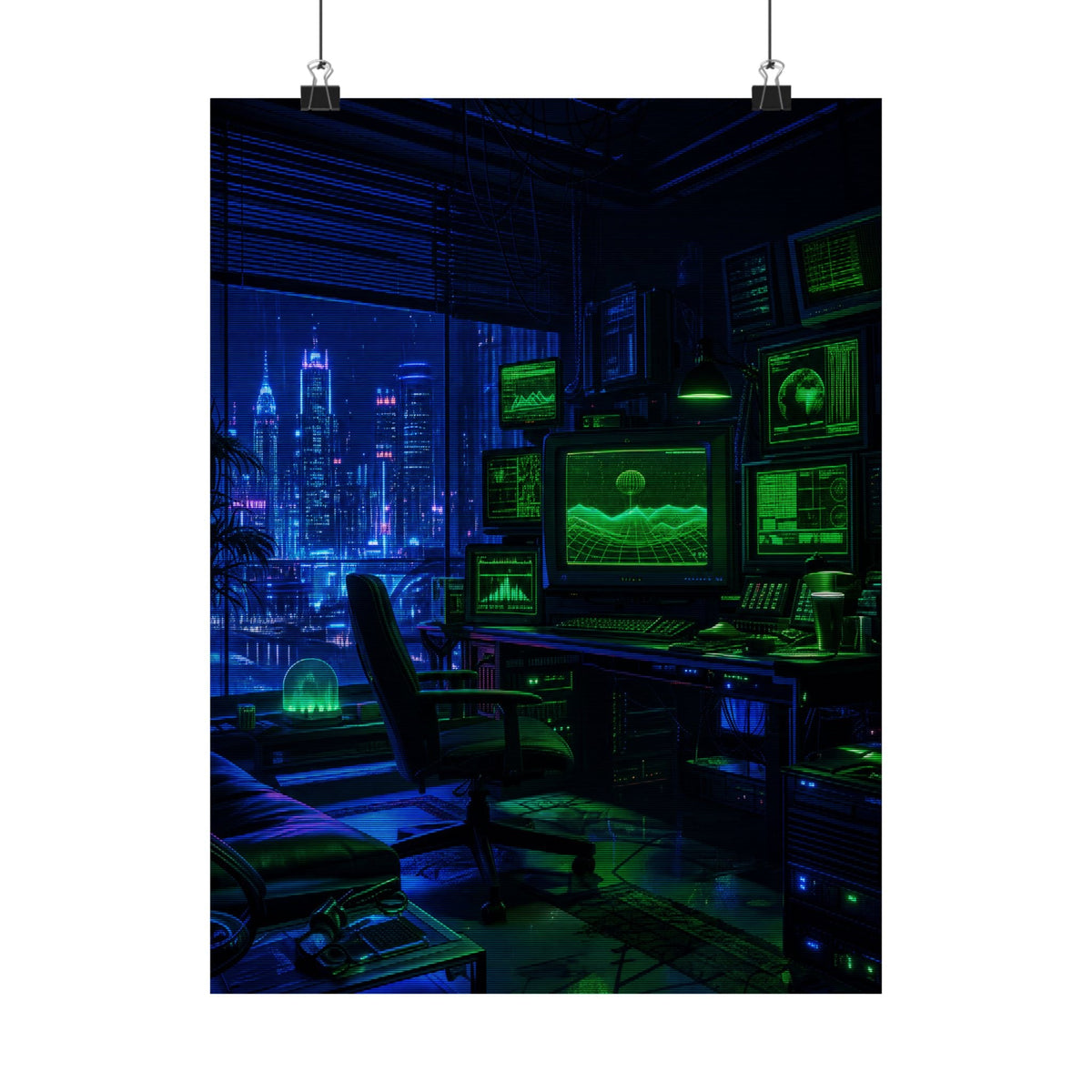 Cyberpunk Hacker Den - Gaming Culture Art Print (Matte Poster) - Moikas