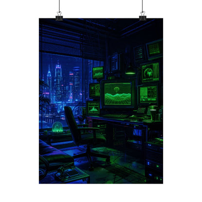 Cyberpunk Hacker Den - Gaming Culture Art Print (Matte Poster) - Moikas