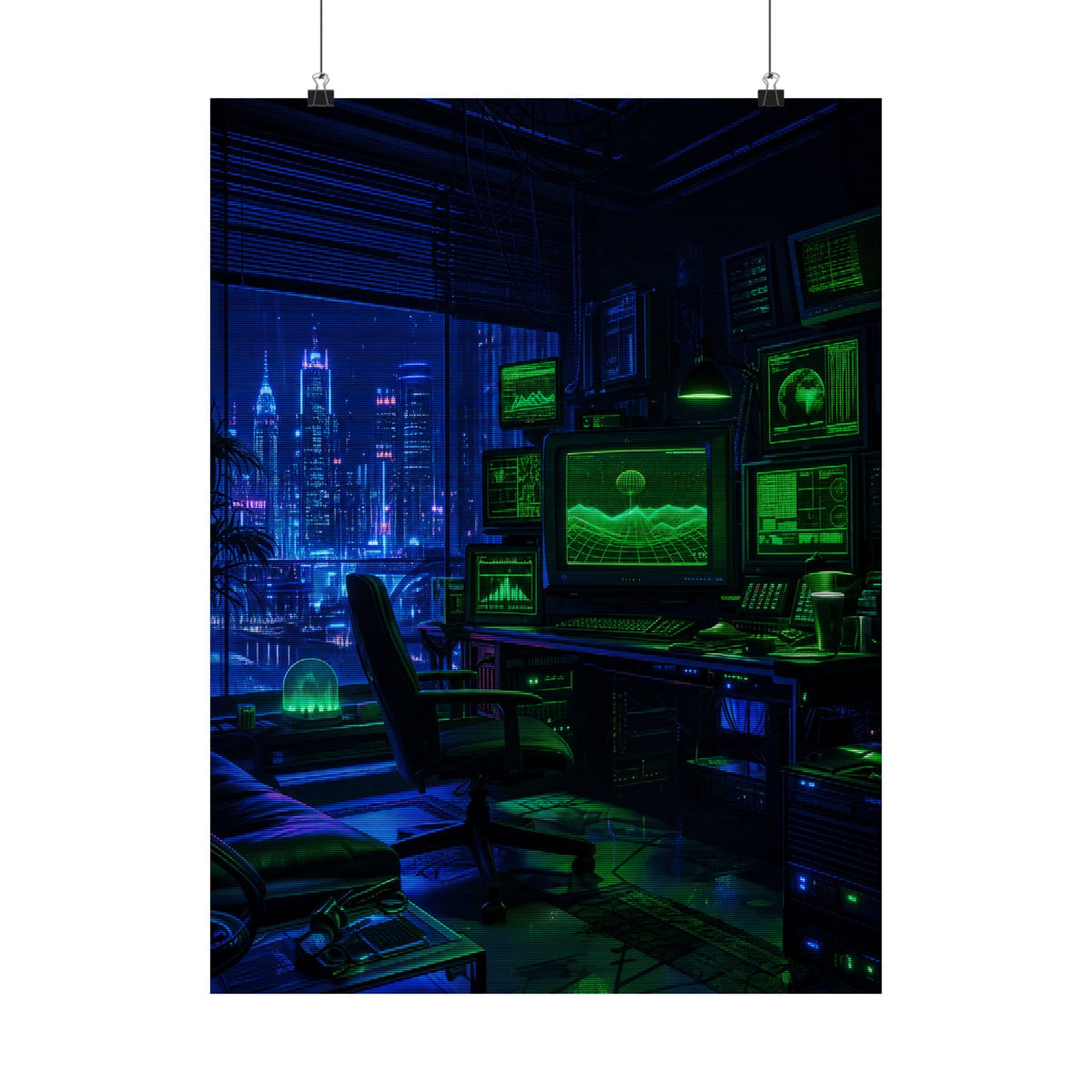 Cyberpunk Hacker Den - Gaming Culture Art Print (Matte Poster) - Moikas