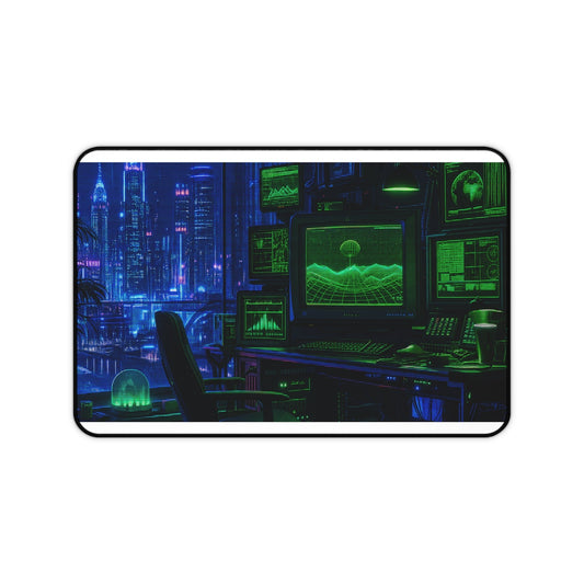Cyberpunk Hacker Den - Gaming Culture Gaming Desk Mat - Moikas