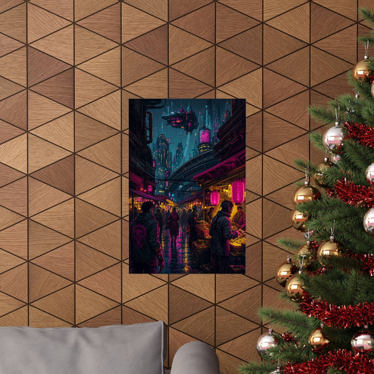 Cyberpunk Street Market - Gaming Culture Art Print (Matte Poster) - Moikas