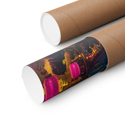 Cyberpunk Street Market - Gaming Culture Art Print (Matte Poster) - Moikas