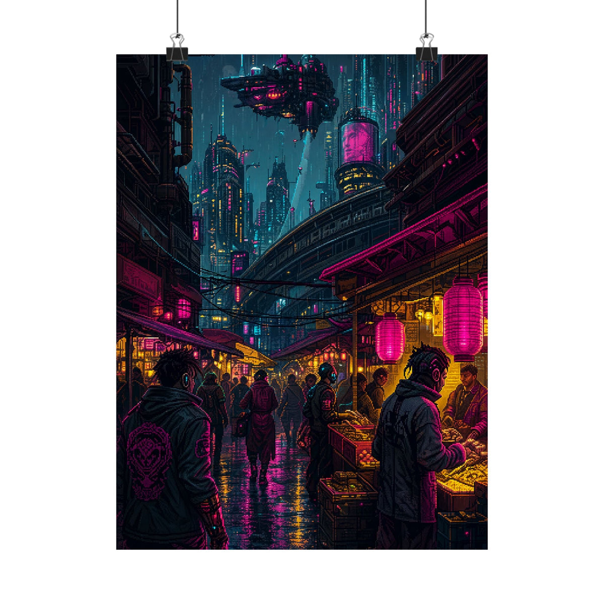 Cyberpunk Street Market - Gaming Culture Art Print (Matte Poster) - Moikas