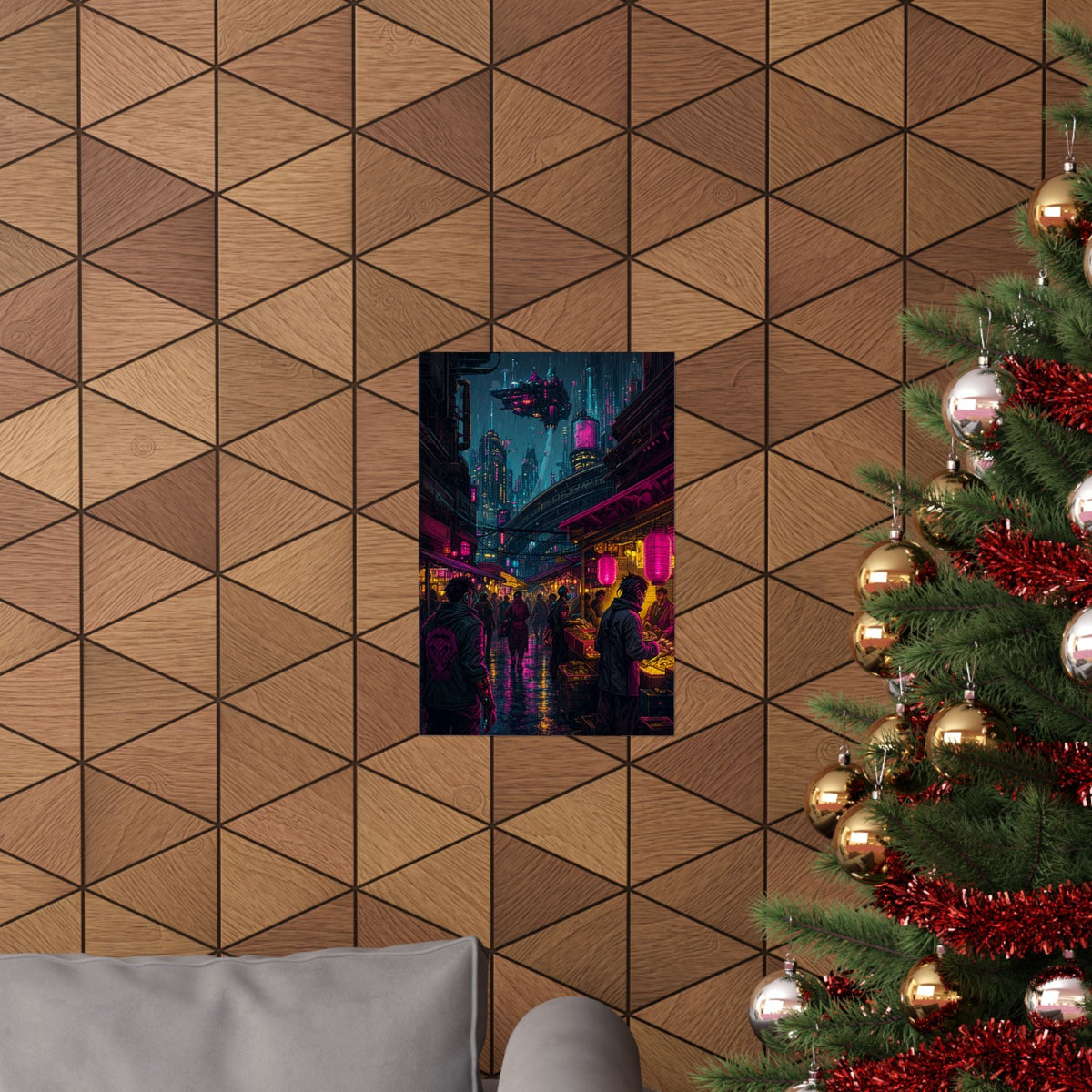 Cyberpunk Street Market - Gaming Culture Art Print (Matte Poster) - Moikas