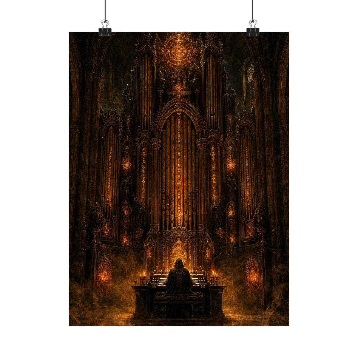 Dark Cathedral Orgplaying - Dark Fantasy Art Print (Matte Poster) - Moikas
