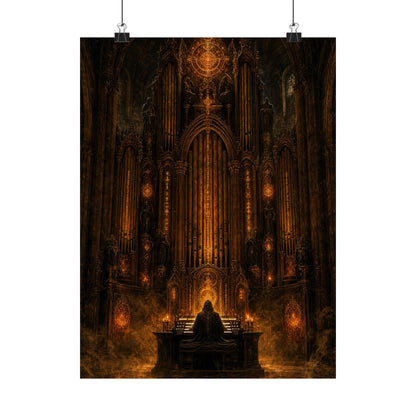 Dark Cathedral Orgplaying - Dark Fantasy Art Print (Matte Poster) - Moikas