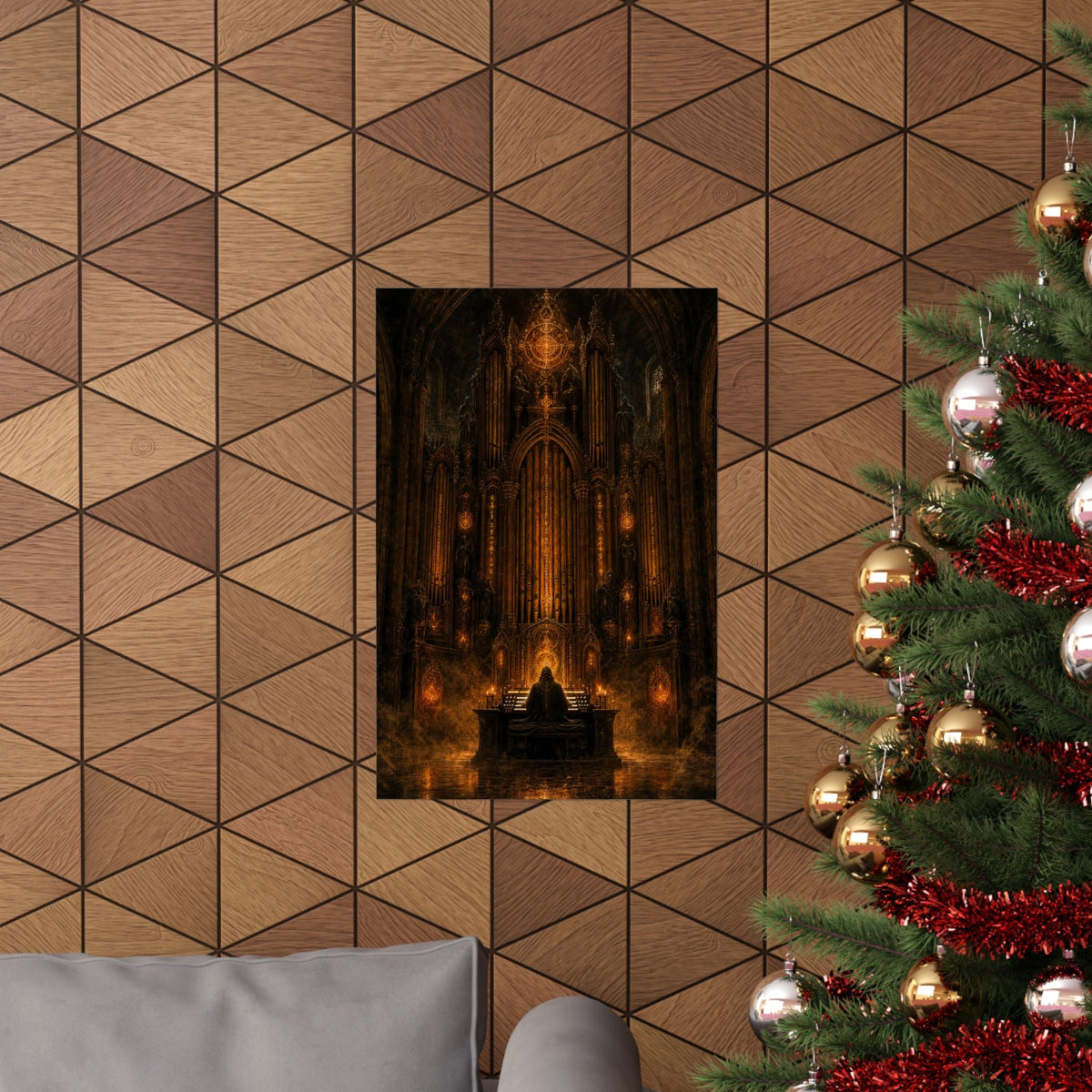 Dark Cathedral Orgplaying - Dark Fantasy Art Print (Matte Poster) - Moikas