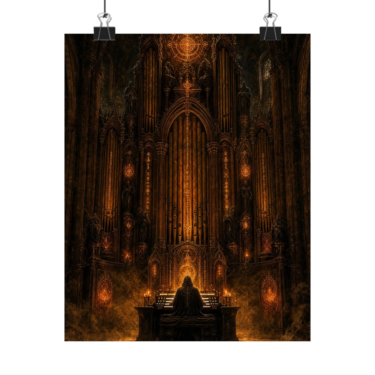 Dark Cathedral Orgplaying - Dark Fantasy Art Print (Matte Poster) - Moikas