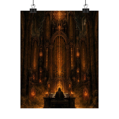 Dark Cathedral Orgplaying - Dark Fantasy Art Print (Matte Poster) - Moikas