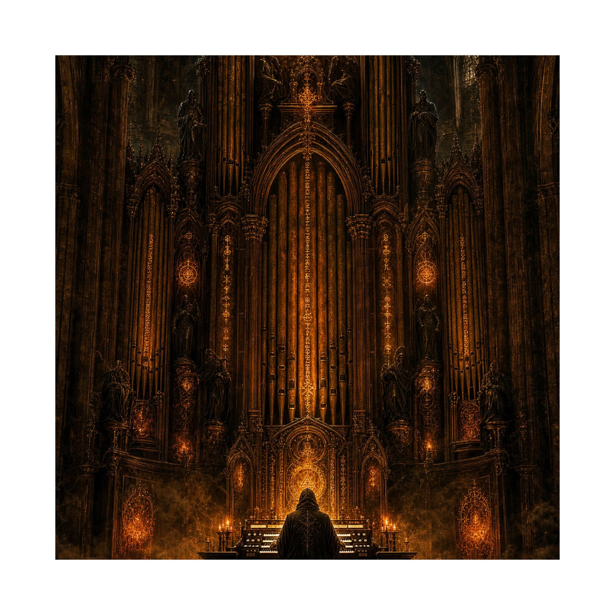 Dark Cathedral Orgplaying - Dark Fantasy Art Print (Matte Poster) - Moikas