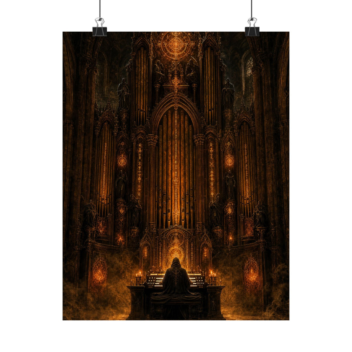 Dark Cathedral Orgplaying - Dark Fantasy Art Print (Matte Poster) - Moikas