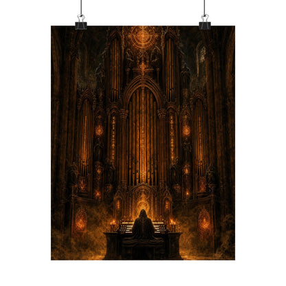 Dark Cathedral Orgplaying - Dark Fantasy Art Print (Matte Poster) - Moikas