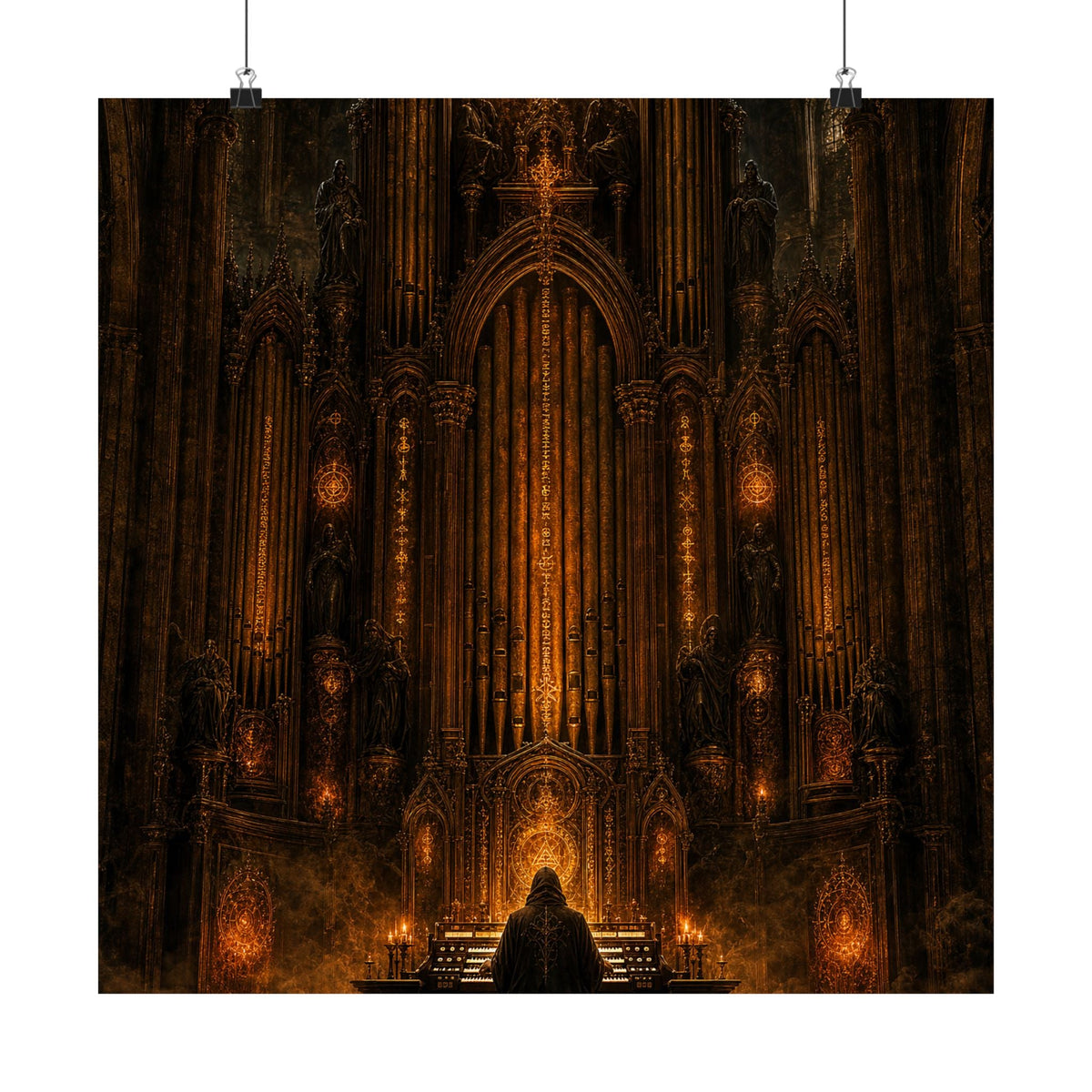 Dark Cathedral Orgplaying - Dark Fantasy Art Print (Matte Poster) - Moikas