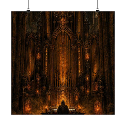 Dark Cathedral Orgplaying - Dark Fantasy Art Print (Matte Poster) - Moikas