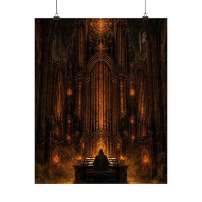Dark Cathedral Orgplaying - Dark Fantasy Art Print (Matte Poster) - Moikas