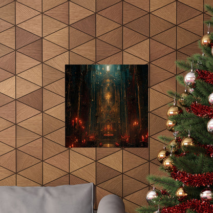 Dark Cathedral With Red Candles - Dark Fantasy Art Print (Matte Poster) - Moikas