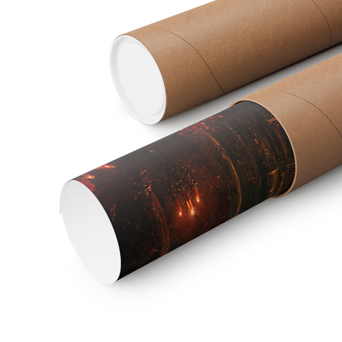 Dark Cathedral With Red Candles - Dark Fantasy Art Print (Matte Poster) - Moikas