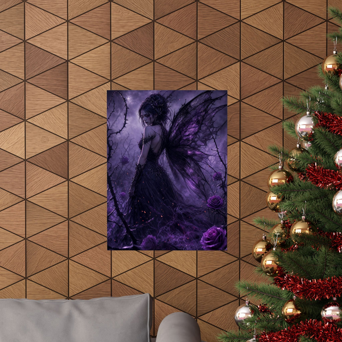 Dark Fairy In Thorn Garden - Dark Fantasy Art Print (Matte Poster) - Moikas