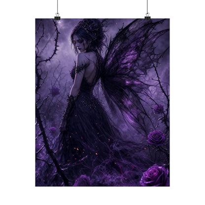 Dark Fairy In Thorn Garden - Dark Fantasy Art Print (Matte Poster) - Moikas