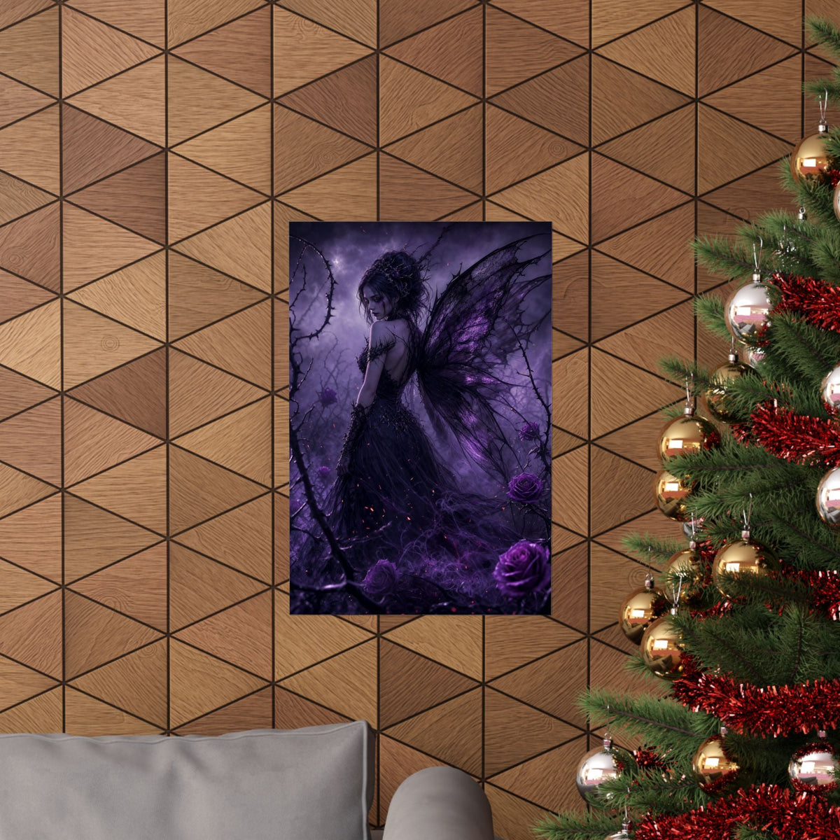 Dark Fairy In Thorn Garden - Dark Fantasy Art Print (Matte Poster) - Moikas