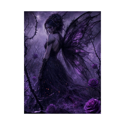 Dark Fairy In Thorn Garden - Dark Fantasy Art Print (Matte Poster) - Moikas