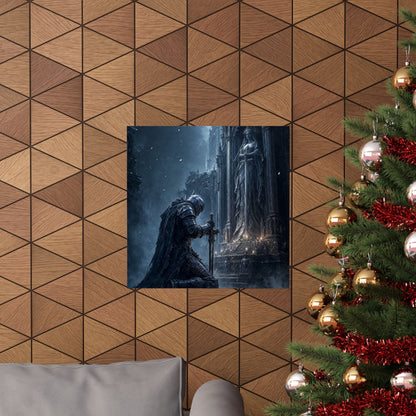Dark Knight Kneeling Before Shrine - Dark Fantasy Art Print (Matte Poster) - Moikas